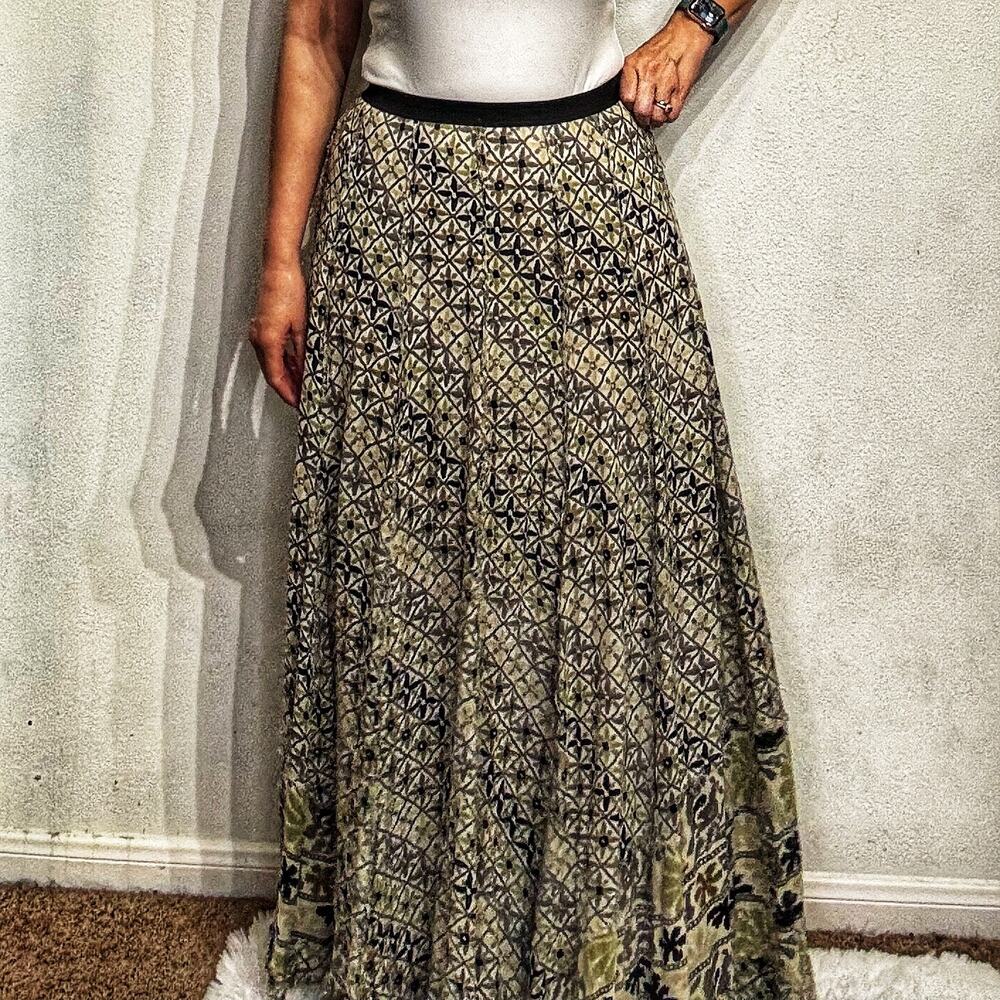 Free People One Black Floral Vintage Maxi Skirt Sz S